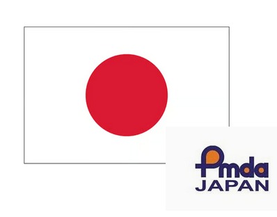 Japan flag with PMDA Japan badge