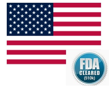 United States flag with FDA cleared badge